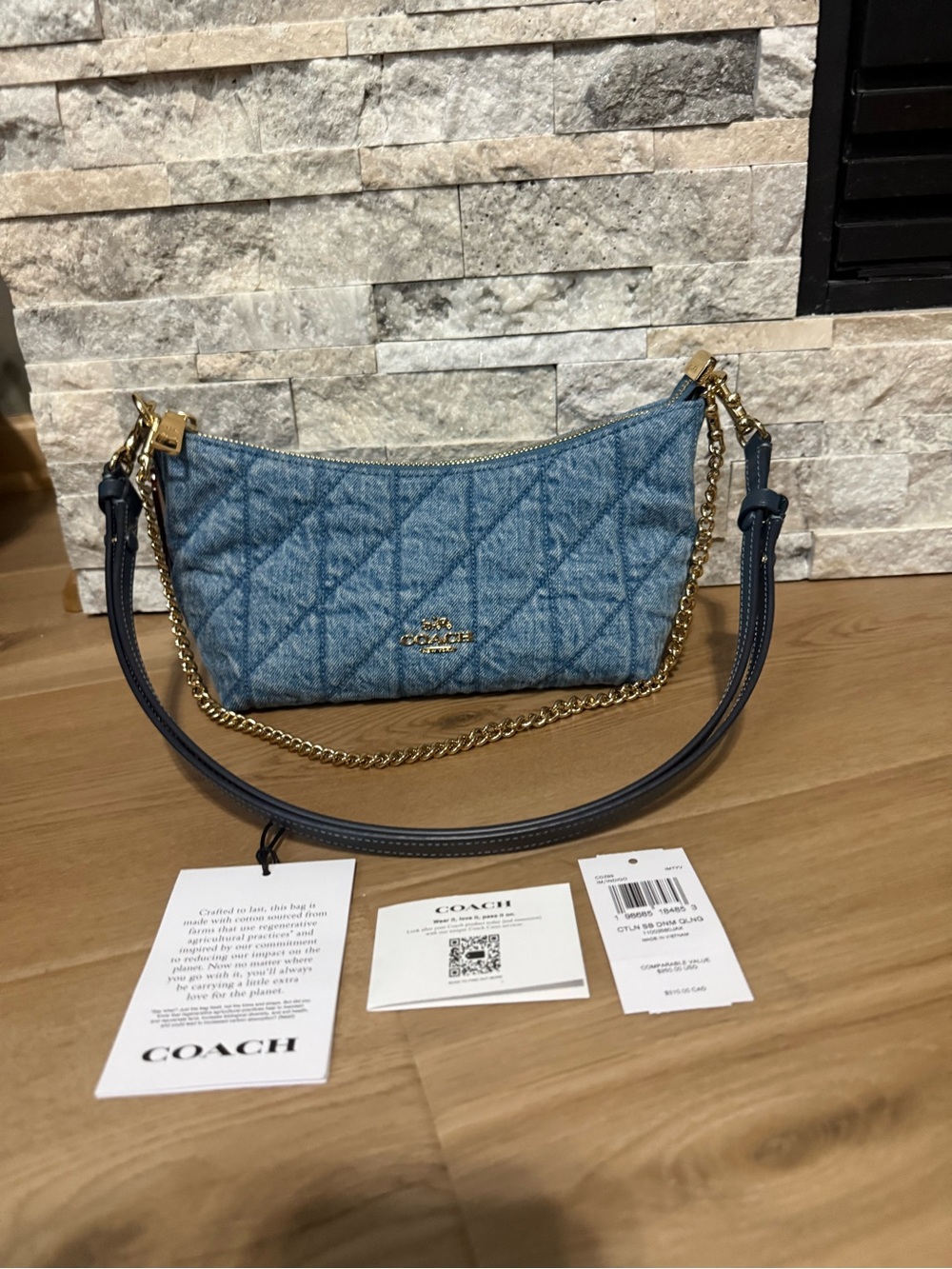 Coach Denim Caitlin Quilted Shoulder Bag
